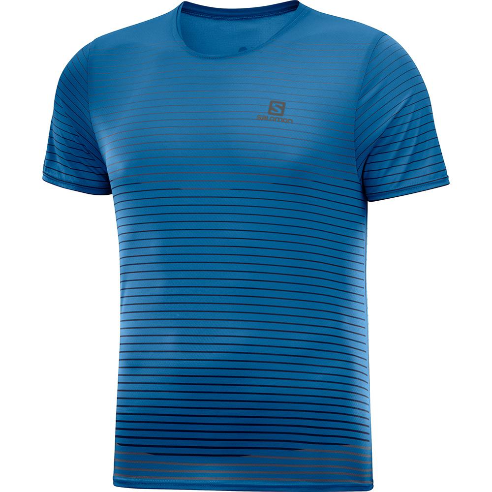 Salomon Singapore Mens T-shirts - SENSE M Blue | 24738-TVMP